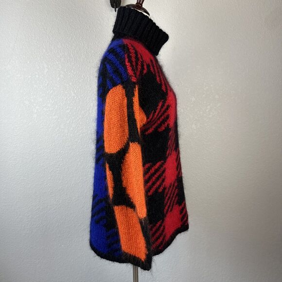The Limited Vintage Multi Pattern Colorblock Turtleneck Sweater Size S Mohair - Picture 6 of 7